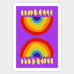 Rainbow Chanukiah Violet Print Sticker